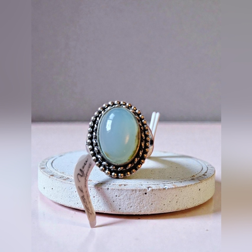 NWT AQUAMARINE 925 SILVER RING
